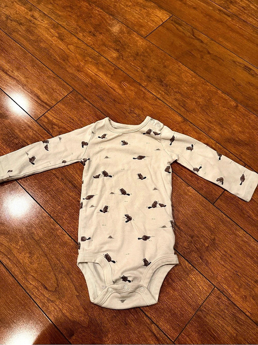 little planet Organic Cotton Beaver Creek Print Long Sleeve Bodysuit, 12M